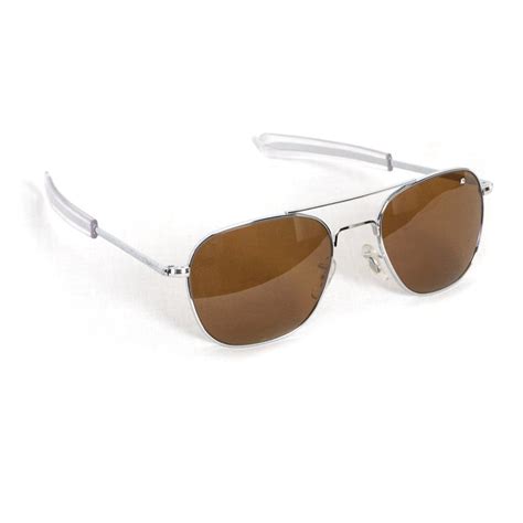 ao eyewear original pilot silver bayonet temples sunglasses brown lens|ao original pilot 52mm sunglasses.